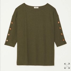 Olive top with button detail